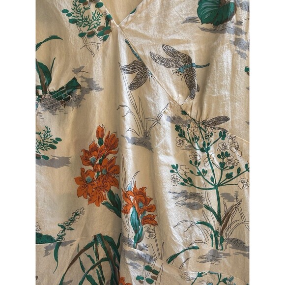 Anthropologie 2000’s Y2k Dragonfly Floral 100% Silk Top Boho Fairycore Sz 6 - Picture 4 of 5